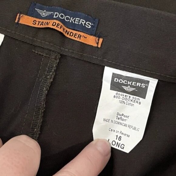 Dockers Women’s Brown Stain Defender Pants Size 16 Long 100% Cotton Chinos VTG - Picture 5 of 6